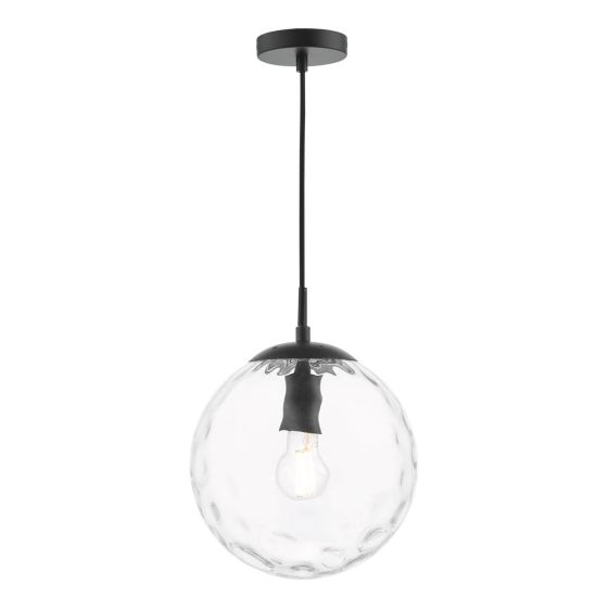 där lighting Ripple Pendant Matt Black & Clear Glass