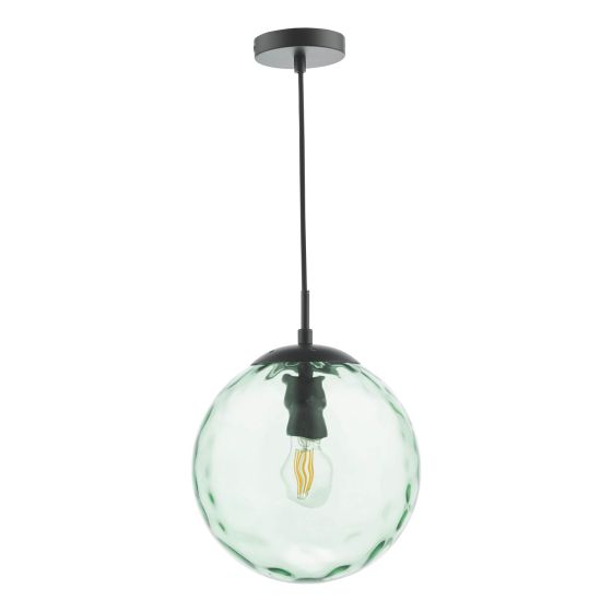 Där Lighting Ripple Pendant Matt Black & Green Glass