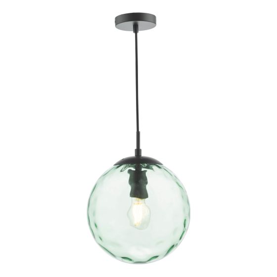 där lighting Ripple Pendant Matt Black & Green Glass