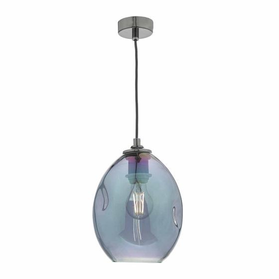 Där Lighting Rogan Pendant Black & Iridised Glass