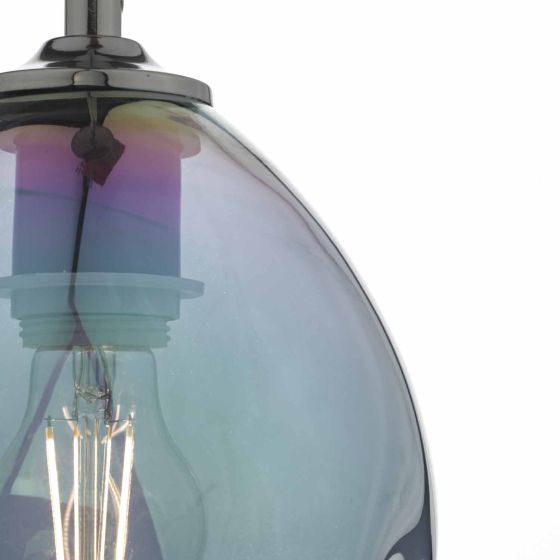 där lighting Rogan Pendant Black & Iridised Glass