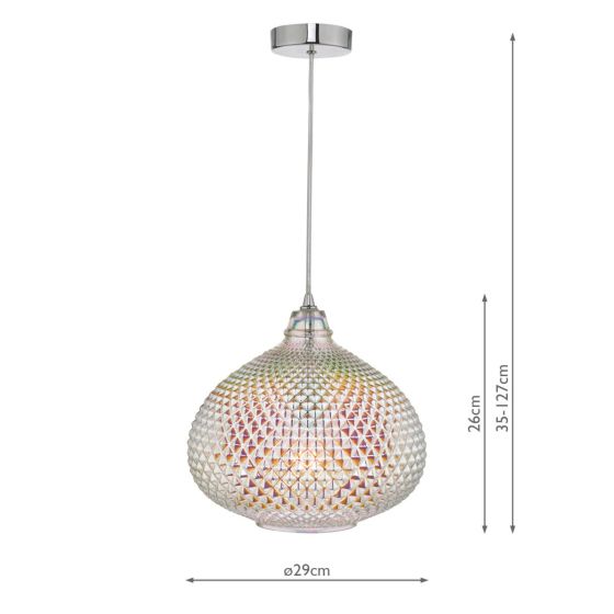Där Lighting Roisin Pendant Glass & Polished Chrome