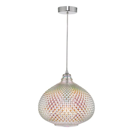 där lighting Roisin Pendant Glass & Polished Chrome