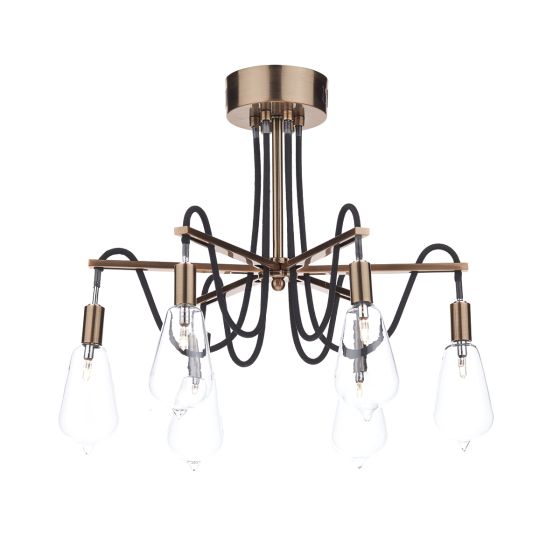 där lighting Scroll 6 Light Semi Flush Copper
