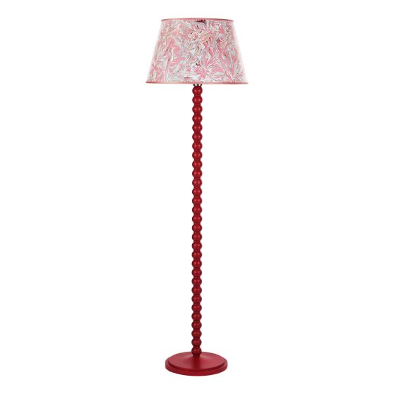 Där Lighting Spool Floor Lamp Red With Shade