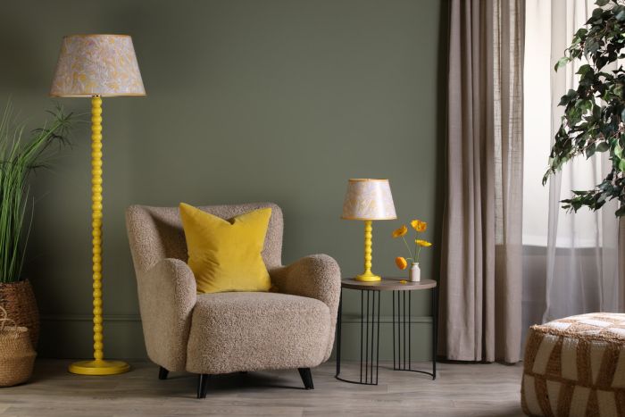 Där Lighting Spool Floor Lamp Yellow With Shade