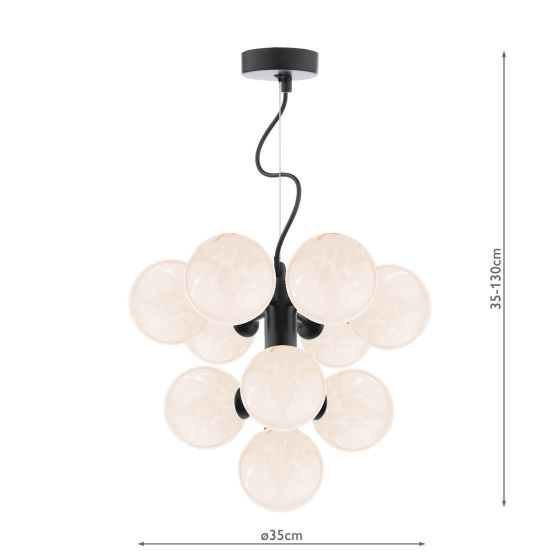 Där Lighting Vine 10 Light Pendant Satin Black