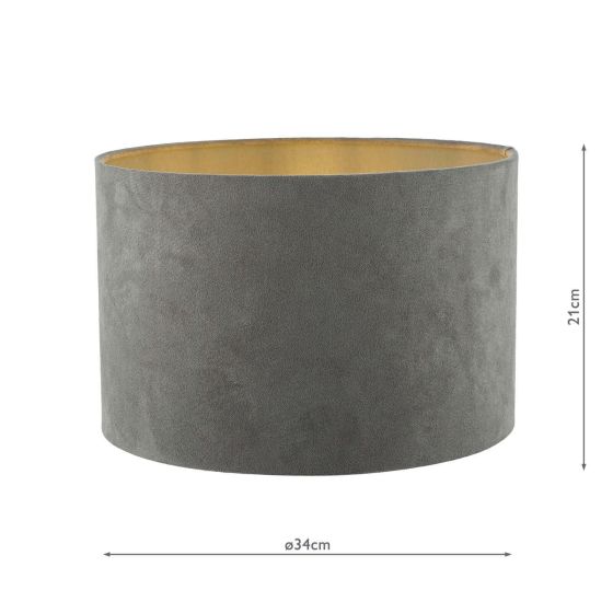 Där Lighting Wanda Grey Velvet Drum Shade 34cm
