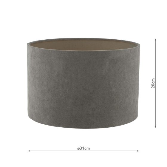 Där Lighting Wycliffe Grey Velvet Drum Shade 31cm