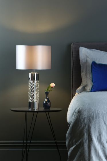 Där Lighting Yalena Grey Faux Silk Shade 33cm
