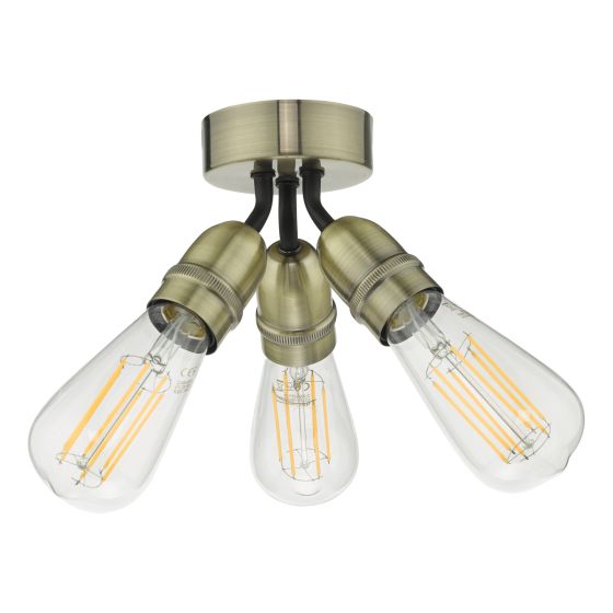 Där Lighting Yao 3 Light Flush Antique Brass