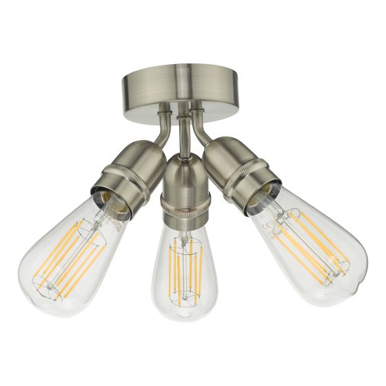 Där Lighting Yao 3 Light Flush Satin Nickel