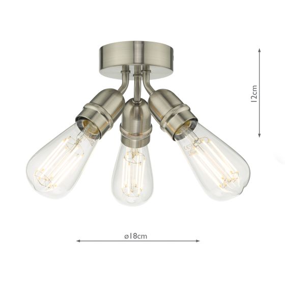 Där Lighting Yao 3 Light Flush Satin Nickel