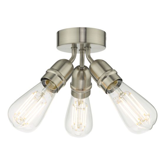 där lighting Yao 3 Light Flush Satin Nickel