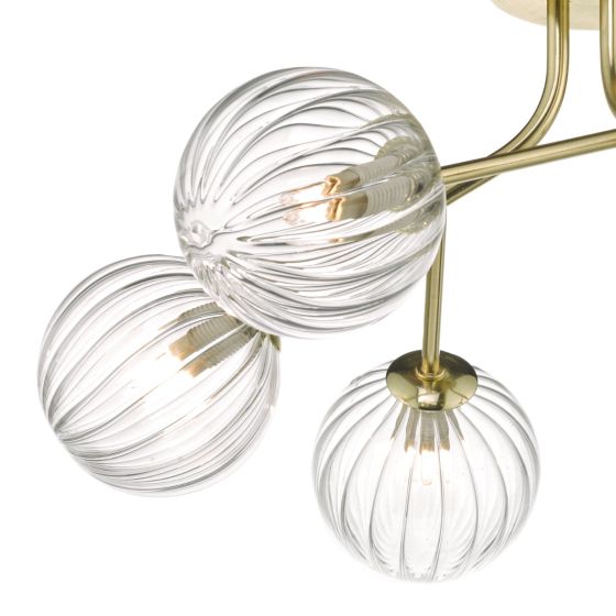 Där Lighting Yiska 6lt Semi Flush Gold & Glass