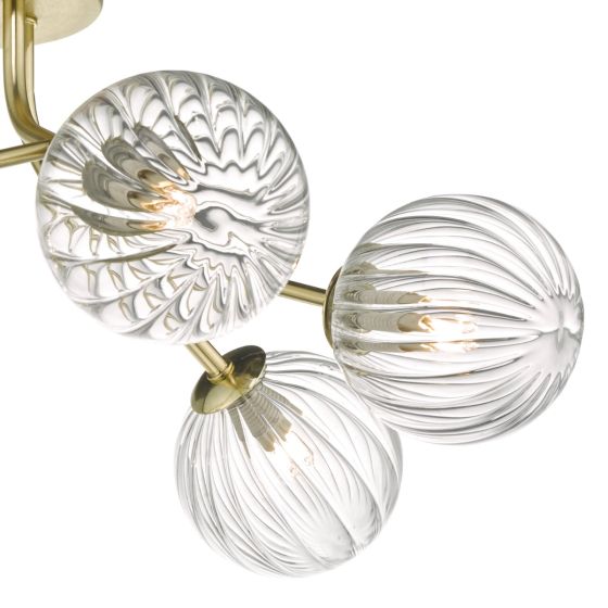 Där Lighting Yiska 6lt Semi Flush Gold & Glass
