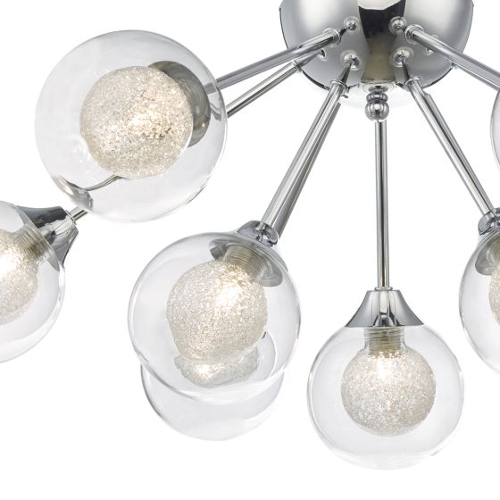 där lighting Zeke 9lt Semi Flush Polished Chrome