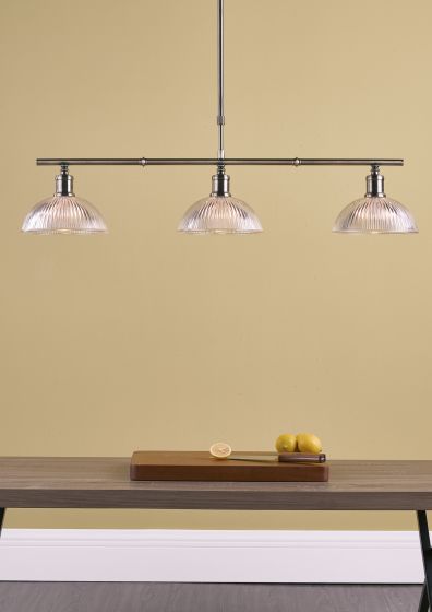 Där Lighting Dara 3 Light Bar Pendant Antique Brass & Glass