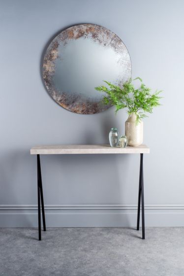 Där Lighting Data Console Table Light Grey Marble Effect