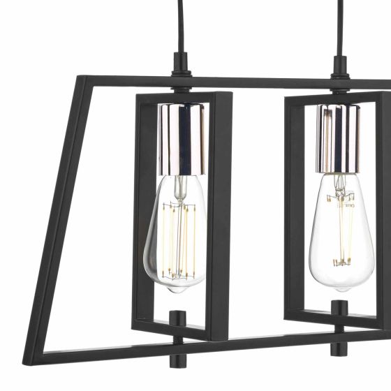 Där Lighting Dax 3 Light Bar Pendant Black & Polished Chrome