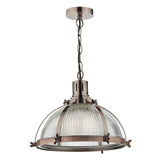 Där Lighting Debut 1 Light Pendant Brushed Antique Copper