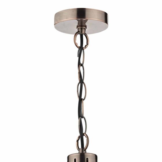 Där Lighting Debut 1 Light Pendant Brushed Antique Copper