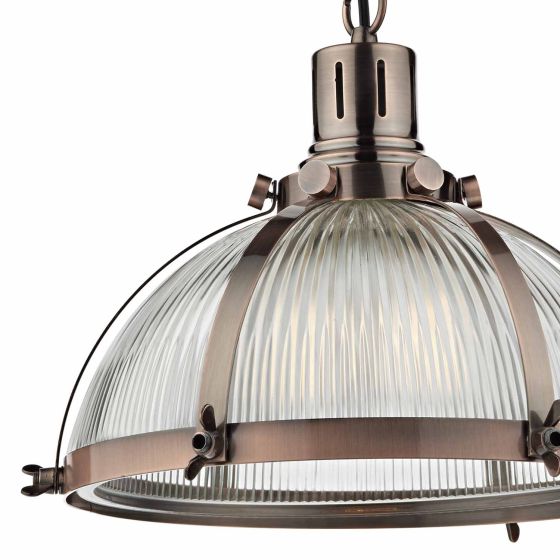 Där Lighting Debut 1 Light Pendant Brushed Antique Copper