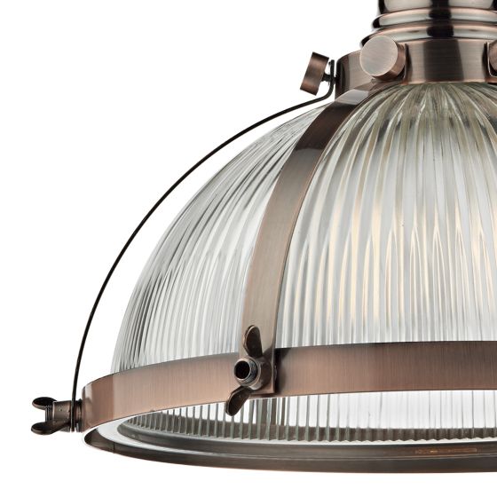 där lighting Debut 1 Light Pendant Brushed Antique Copper