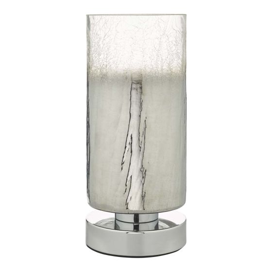 Där Lighting Deena Touch Table Lamp Polished Chrome Crackle Glass