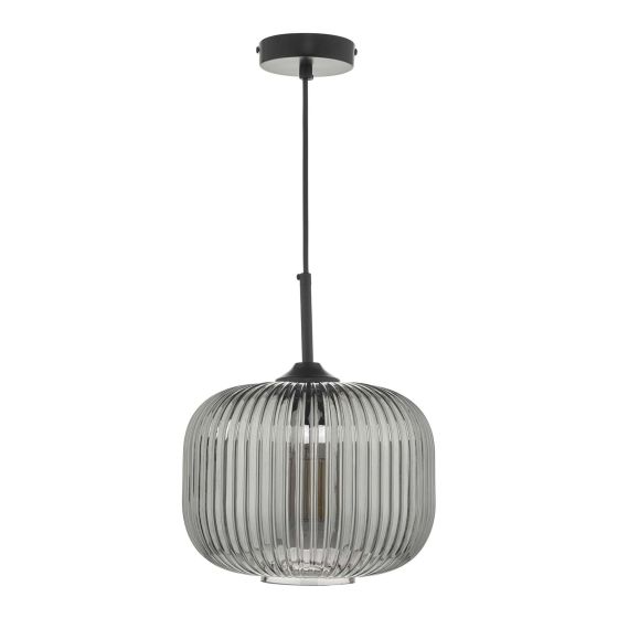 Där Lighting Demarius 1 Light Pendant Black And Smoked Glass