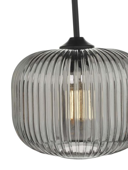 Där Lighting Demarius 1 Light Pendant Black And Smoked Glass