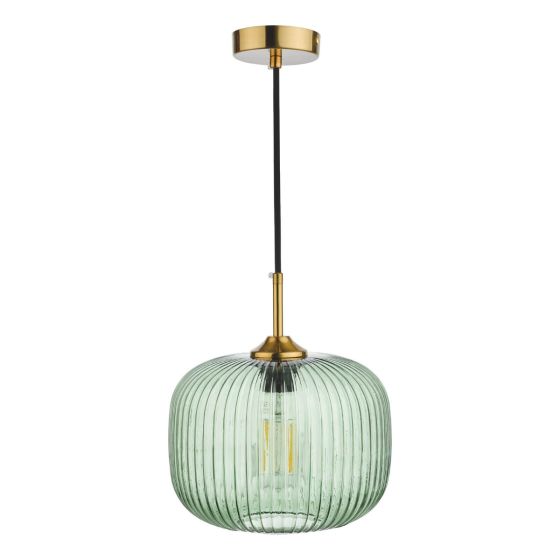 Där Lighting Demarius 1 Light Pendant Green Glass Bronze Detail