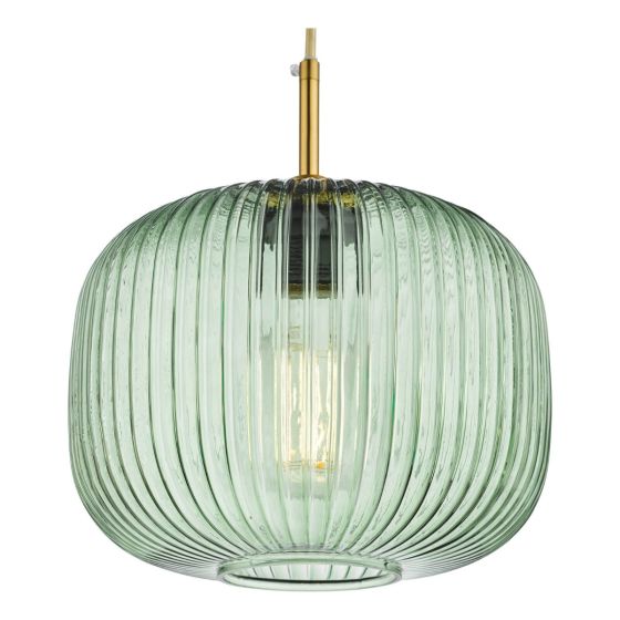 Där Lighting Demarius 1 Light Pendant Green Glass Bronze Detail
