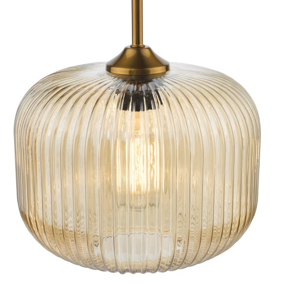Där Lighting Demarius Pendant Natural Brass And Amber Glass