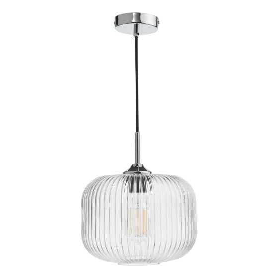 Där Lighting Demarius Pendant Polished Chrome And Clear Glass