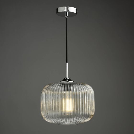 Där Lighting Demarius Pendant Polished Chrome And Clear Glass