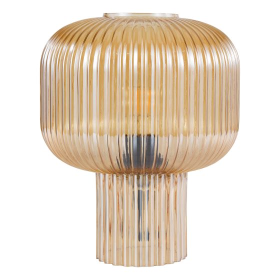 Där Lighting Demarius Table Lamp Amber Ribbed Glass