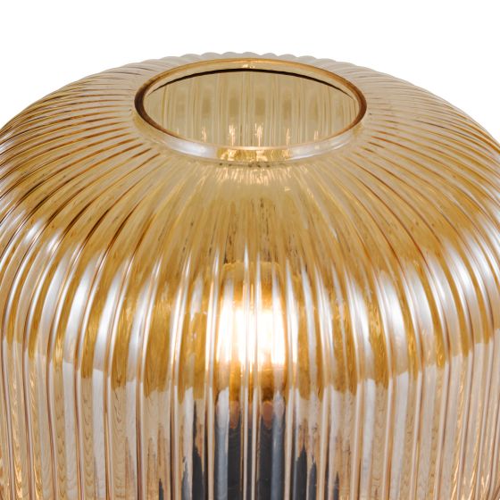 Där Lighting Demarius Table Lamp Amber Ribbed Glass