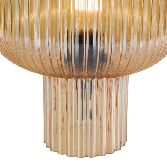 Där Lighting Demarius Table Lamp Amber Ribbed Glass