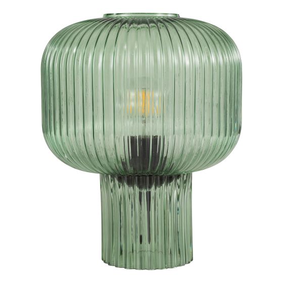 Där Lighting Demarius Table Lamp Green Ribbed Glass