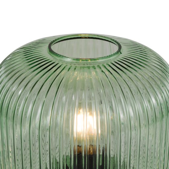 Där Lighting Demarius Table Lamp Green Ribbed Glass