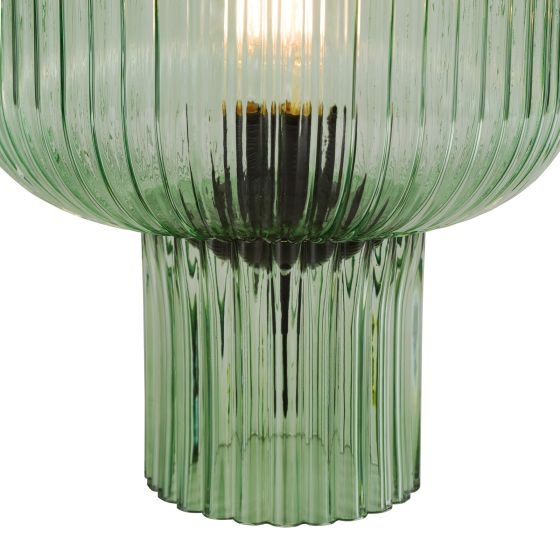 Där Lighting Demarius Table Lamp Green Ribbed Glass