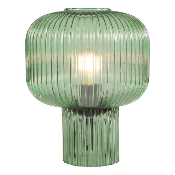 där lighting Demarius Table Lamp Green Ribbed Glass