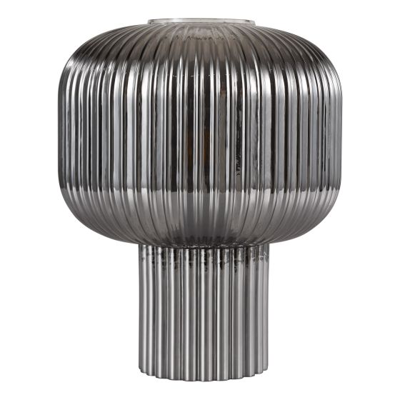 Där Lighting Demarius Table Lamp Smoked Ribbed Glass