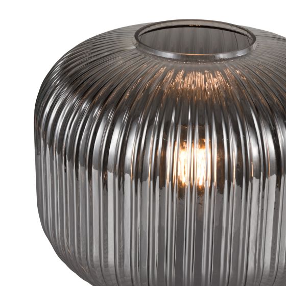 Där Lighting Demarius Table Lamp Smoked Ribbed Glass