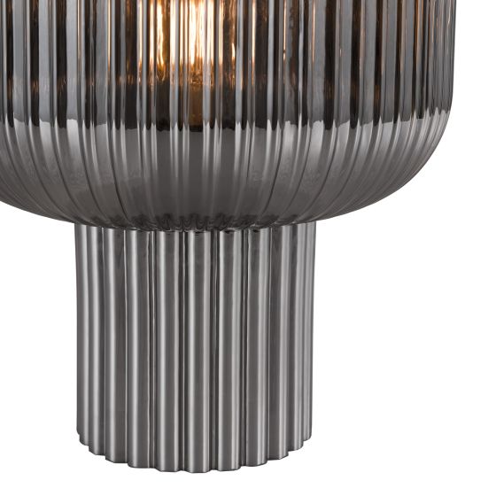 Där Lighting Demarius Table Lamp Smoked Ribbed Glass