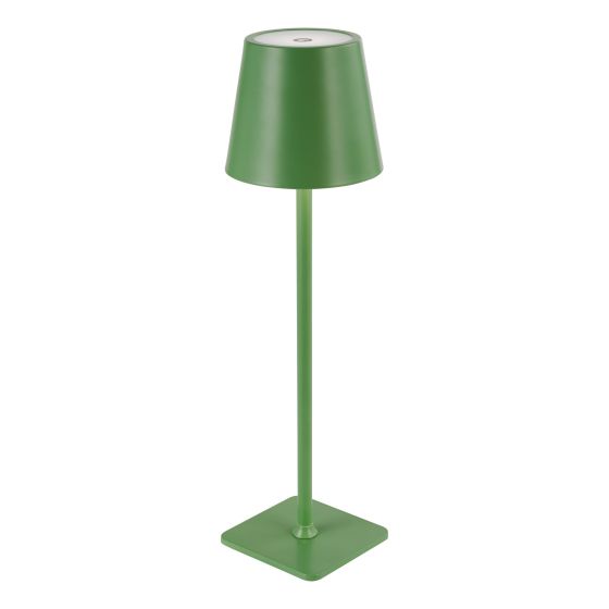 där lighting Derrick Rechargeable Outdoor Table Lamp Satin Green LED IP54