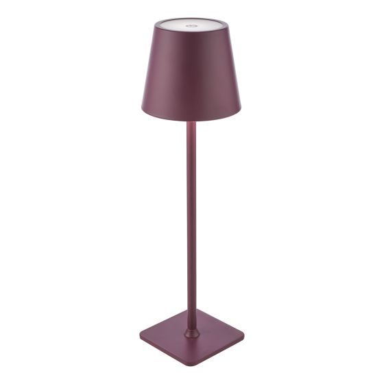 där lighting Derrick Rechargeable Outdoor Table Lamp Satin Purple LED IP54
