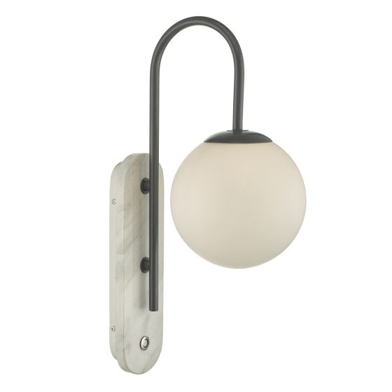 Där Lighting Deuce Bathroom Wall Light Marble Opal Glass IP44