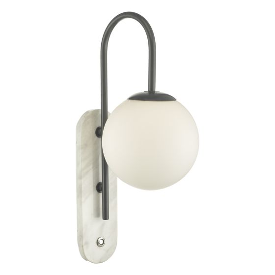där lighting Deuce Bathroom Wall Light Marble Opal Glass IP44